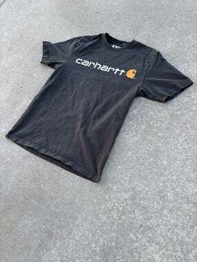 🔥 Carhartt Loose Fit Logo T-Shirt Faded Black Workwear Essential – Small